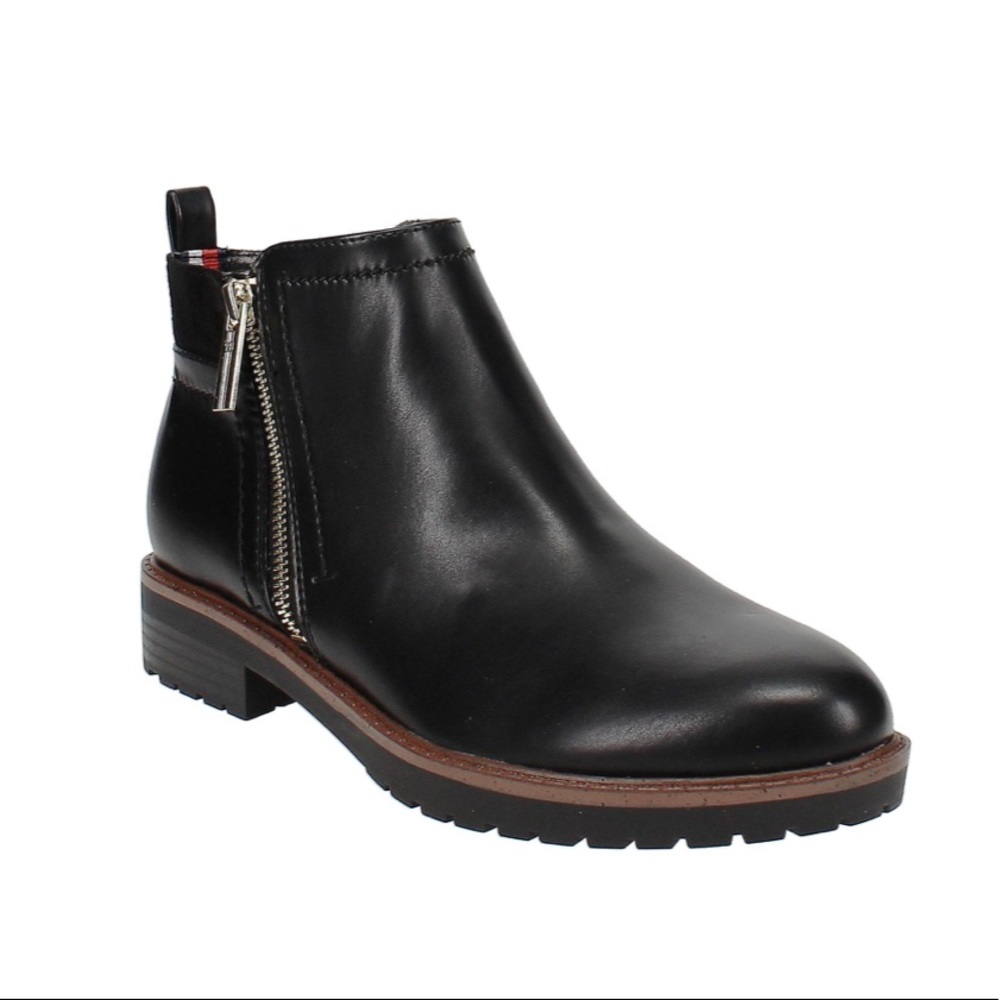 Tommy Hilfiger - Fawn Faux Leather, Black Booties - 6